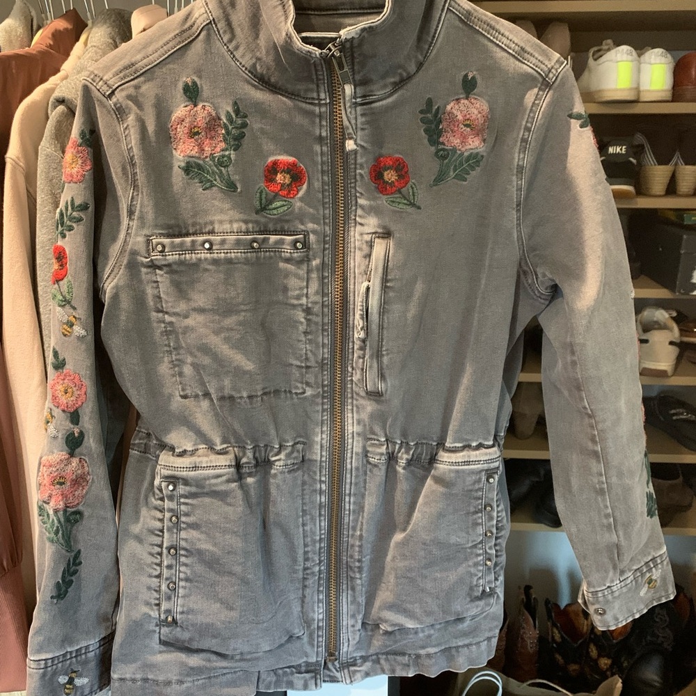 Embroidered Gray Women's Jacket